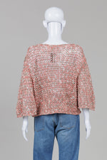 Load image into Gallery viewer, Moth Salmon/Green Loose Knit Sweater w/ 3/4 Sleeves (S)
