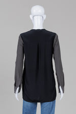 Load image into Gallery viewer, Vince Charcoal/Black Collarless Pullover Blouse (4)

