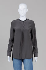 Load image into Gallery viewer, Vince Charcoal/Black Collarless Pullover Blouse (4)
