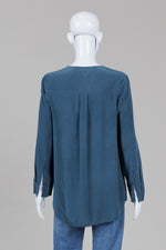 Load image into Gallery viewer, Vince Steel Blue V-front Blouse (M)
