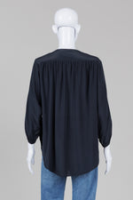 Load image into Gallery viewer, Rag &amp; Bone Black 1/2 Placket 3/4 Sleeve Hi-Lo Blouse (S)
