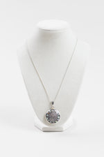 Load image into Gallery viewer, Aztec abalone/malachite inset  2-sided pendant. 19” 925 silver chain
