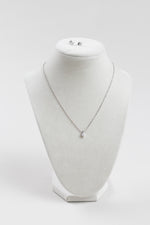 Load image into Gallery viewer, 925 silver necklace and pierced earring set. Clear set stones, 16” chain
