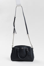Load image into Gallery viewer, COACH three compartment black leather handbag w/ chain crossbody strap
