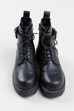 Load image into Gallery viewer, VAGABOND black leather combat boots w/ buckle strap detail (10)
