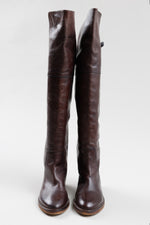 Load image into Gallery viewer, HIBOU Chestnut Brown Over the knee Boots w/ buckle - some damage on buckes (37)
