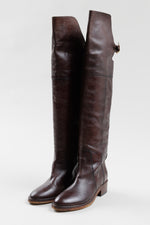 Load image into Gallery viewer, HIBOU Chestnut Brown Over the knee Boots w/ buckle - some damage on buckes (37)
