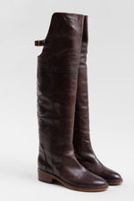 Load image into Gallery viewer, HIBOU Chestnut Brown Over the knee Boots w/ buckle - some damage on buckes (37)
