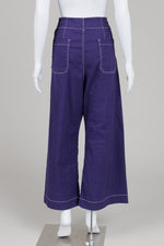 Load image into Gallery viewer, Maeve purple wide leg cropped trousers (34)
