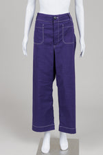 Load image into Gallery viewer, Maeve purple wide leg cropped trousers (34)
