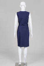 Load image into Gallery viewer, Diane von Furstenberg navy sleeveless faux wrap shift dress (4)

