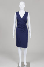 Load image into Gallery viewer, Diane von Furstenberg navy sleeveless faux wrap shift dress (4)
