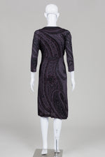 Load image into Gallery viewer, Etro grey &amp; black patterned dress with crossover V-neck and 3/4 sleeves (42)
