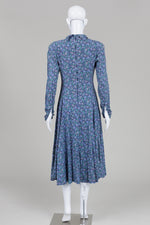 Load image into Gallery viewer, Laura Ashley long-sleeved blue floral turtleneck dress with flared skirt (10)
