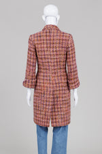 Load image into Gallery viewer, Jacqueline Conoir pink &amp; multi-coloured tweed coat with notch lapel and front button closure.
