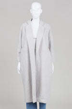 Load image into Gallery viewer, Noul light grey open front, shawl collar coat with 3/4 sleeve (OS)
