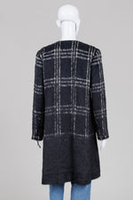 Load image into Gallery viewer, Eileen Fisher black and whiteplaid collarless coat (S)

