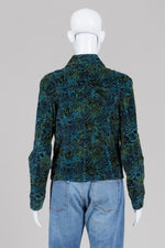 Load image into Gallery viewer, Live a Little turqoise, green and black tiger print button front vintage jacket (M)
