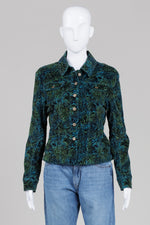 Load image into Gallery viewer, Live a Little turqoise, green and black tiger print button front vintage jacket (M)
