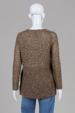 Load image into Gallery viewer, Massimo Dutti tan chunky knit mohair sweater with relaxed crewneck fit (S)
