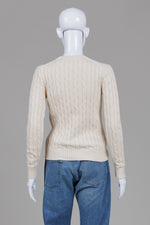 Load image into Gallery viewer, Polo Ralph Lauren off white cableknit V neck sweater (S)
