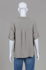 Load image into Gallery viewer, Simon Chang vintage sage short-sleeve button down collared shirt (M)
