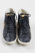 Load image into Gallery viewer, Converse Men’s black high top sneakers with yellow detailing (9.5)
