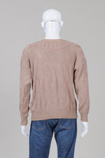 Load image into Gallery viewer, Uomo men's vintage textured beige knit sweater with wide boat neckline (L)

