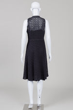 Load image into Gallery viewer, Meadow Rue by Anthropology black open weave sleeveless fit&amp;flare lined dress (6)
