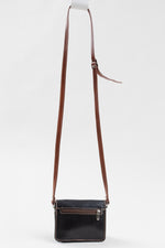 Load image into Gallery viewer, Italian Leather “Made in Italy” mini black and brown crossbody bag
