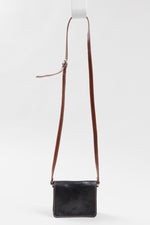 Load image into Gallery viewer, Italian Leather “Made in Italy” mini black and brown crossbody bag
