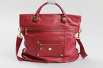 Load image into Gallery viewer, KNOMO London oversized red leather satchel bag
