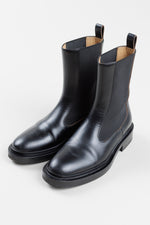 Load image into Gallery viewer, JIL SANDER black leather long chelsea boot (37)
