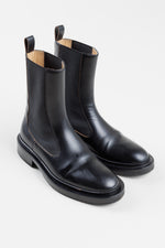 Load image into Gallery viewer, JIL SANDER black leather long chelsea boot (37)
