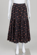 Load image into Gallery viewer, Ulla Johnson black floral tiered eyelet lined skirt with side zipper (2)
