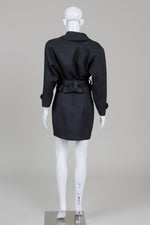 Load image into Gallery viewer, Jacqueline Conoir vintage black 2 piece skirt and belted jacket suit with detailed cuff (8)
