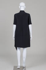 Load image into Gallery viewer, COS black short sleeve high neck wrap dress with back zipper (8)

