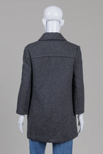 Load image into Gallery viewer, APC dark grey double breasted coat with front and side pockets (S)
