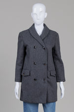 Load image into Gallery viewer, APC dark grey double breasted coat with front and side pockets (S)
