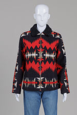 Load image into Gallery viewer, Pendleton Aztec patterned zip up coat with fleece collars (M)
