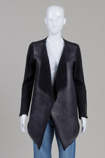 Load image into Gallery viewer, Velvet open front jacket with zippered sleeve and faux suede front (S)
