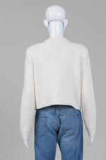 Load image into Gallery viewer, Massimo Dutti crème cropped cardigan with silver buttons and front pockets (S)
