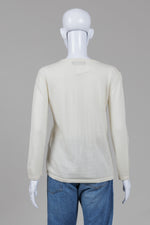 Load image into Gallery viewer, Claudia Massetti Crème long sleeve sweater with pleated neck (L)
