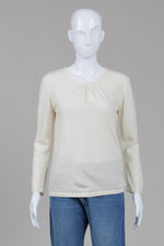 Load image into Gallery viewer, Claudia Massetti Crème long sleeve sweater with pleated neck (L)
