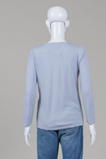 Load image into Gallery viewer, Claudia Massetti blue long sleeve sweater with pleated neck (L)

