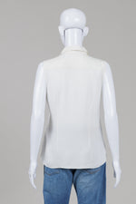 Load image into Gallery viewer, Theory ivory sleeveless collared button shirt with hidden buttons (M)
