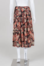 Load image into Gallery viewer, Ba&amp;sh gold, red and black skirt with lining and metallicized thread (8)
