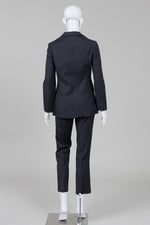 Load image into Gallery viewer, Cour Carre 2 piece charcoal grey pin striped pant suit (44)
