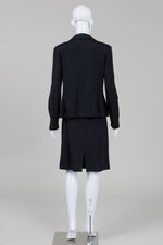 Load image into Gallery viewer, St. John Caviar black 2 piece (blazer and skirt) vintage suit with gold buttons (12)
