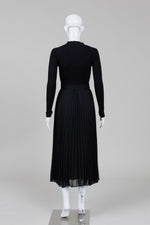 Load image into Gallery viewer, Ever New black long sleeve dress with pleated skirt detail (4)
